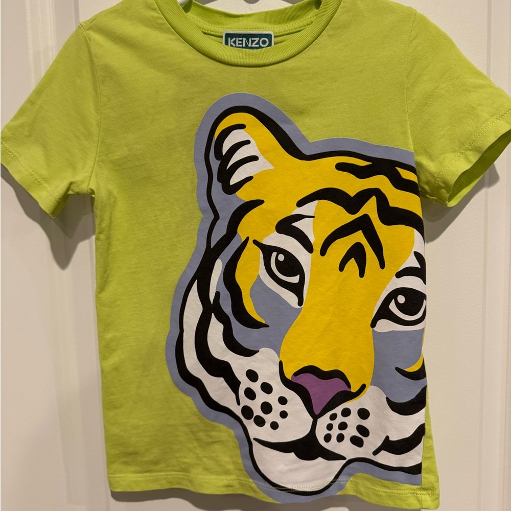Kenzo Green and Yellow Tiger Graphic Tee